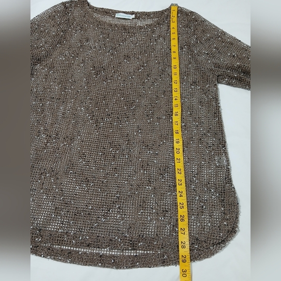 LULU-B Brown Sequin Mesh Top - Picture 7 of 9